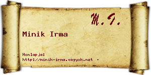 Minik Irma névjegykártya